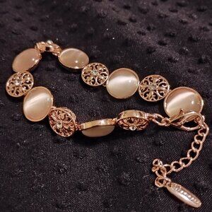 Artificial Rose Gold & Sphere Link Bracelet